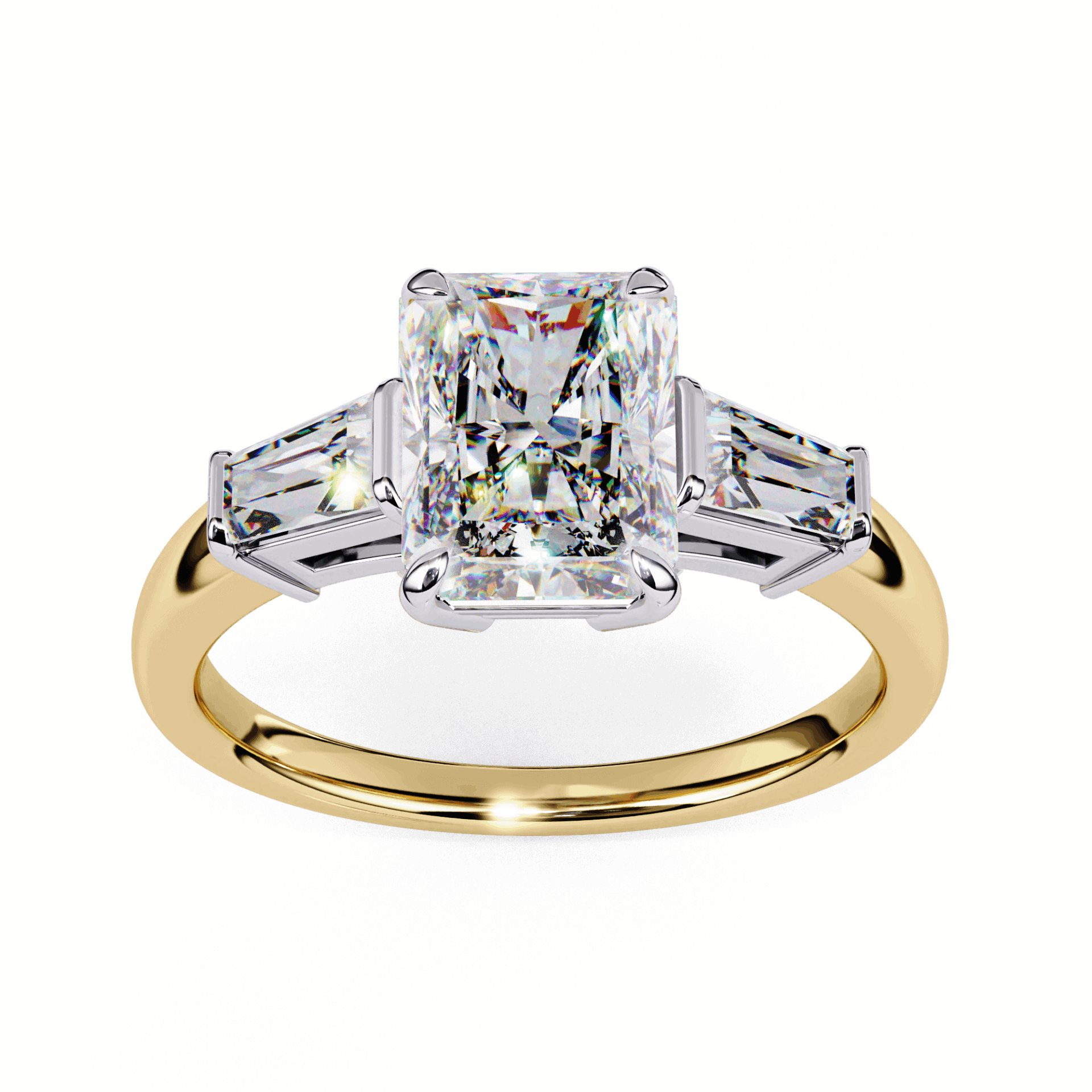 3.25 Carat Radiant and Baguette Edit Solitaire Ring in Moissanite | House of Estara