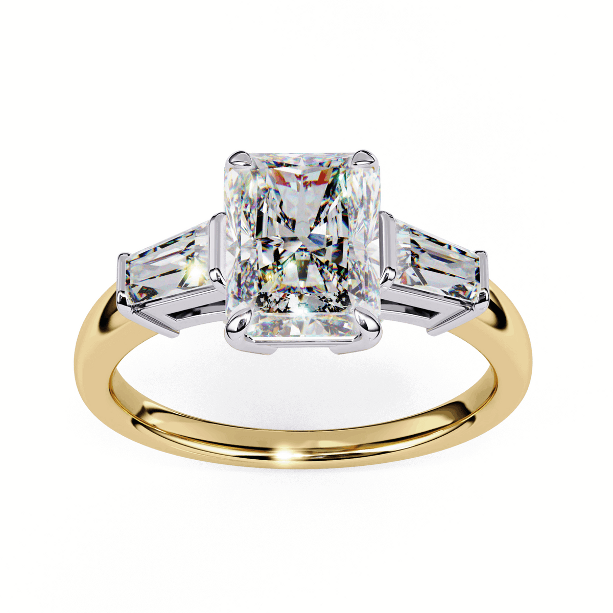 3.25 Carat Radiant and Baguette Edit Solitaire Ring in Moissanite | House of Estara