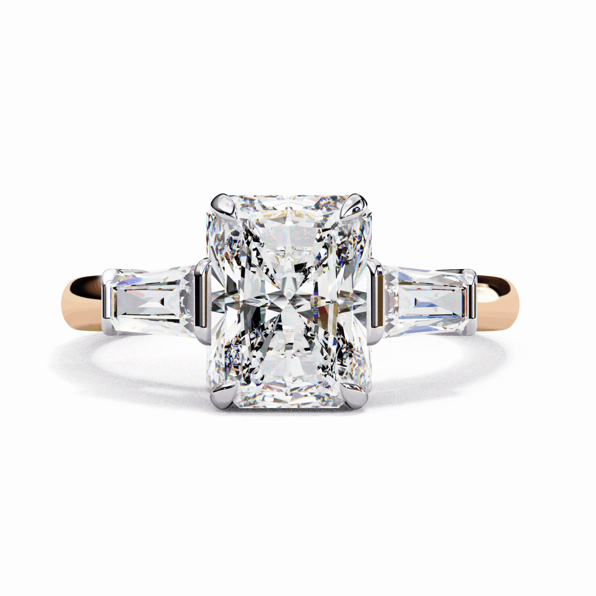3.25 Carat Radiant and Baguette Edit Solitaire Ring in Moissanite | House of Estara