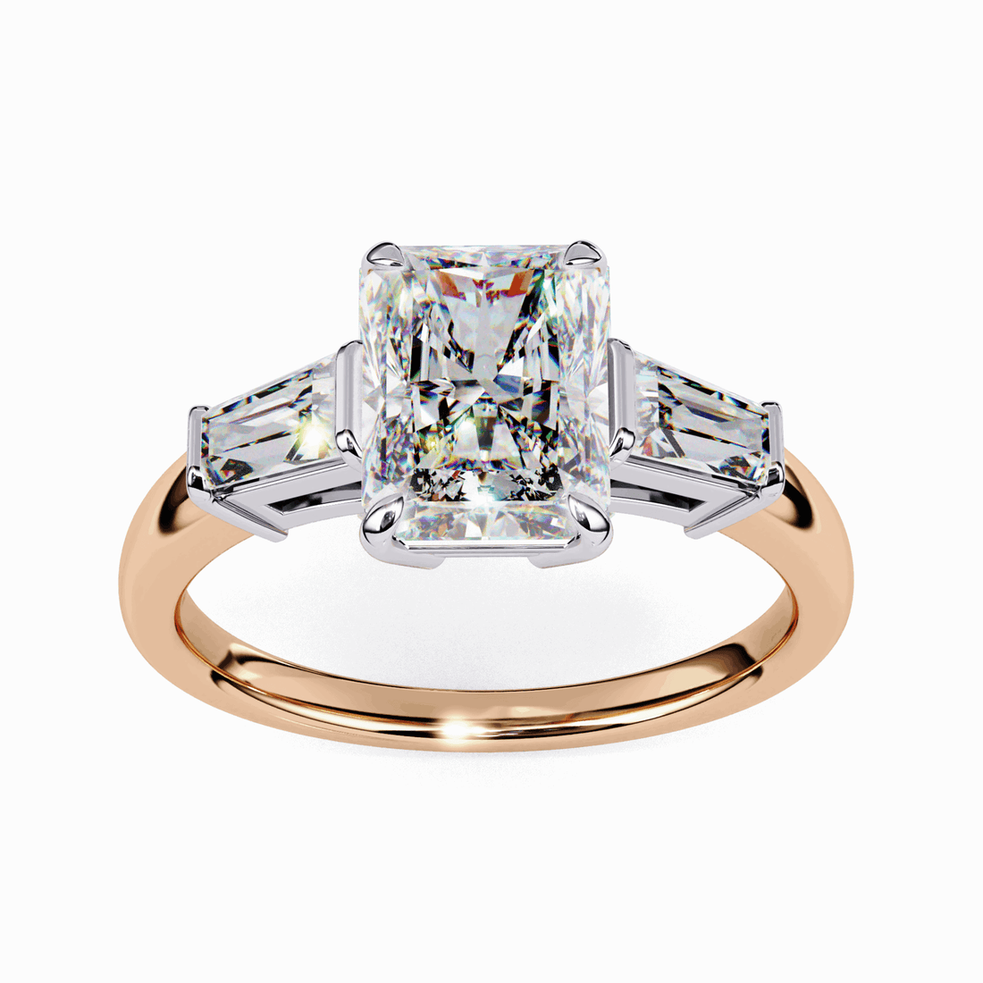3.25 Carat Radiant and Baguette Edit Solitaire Ring in Moissanite | House of Estara