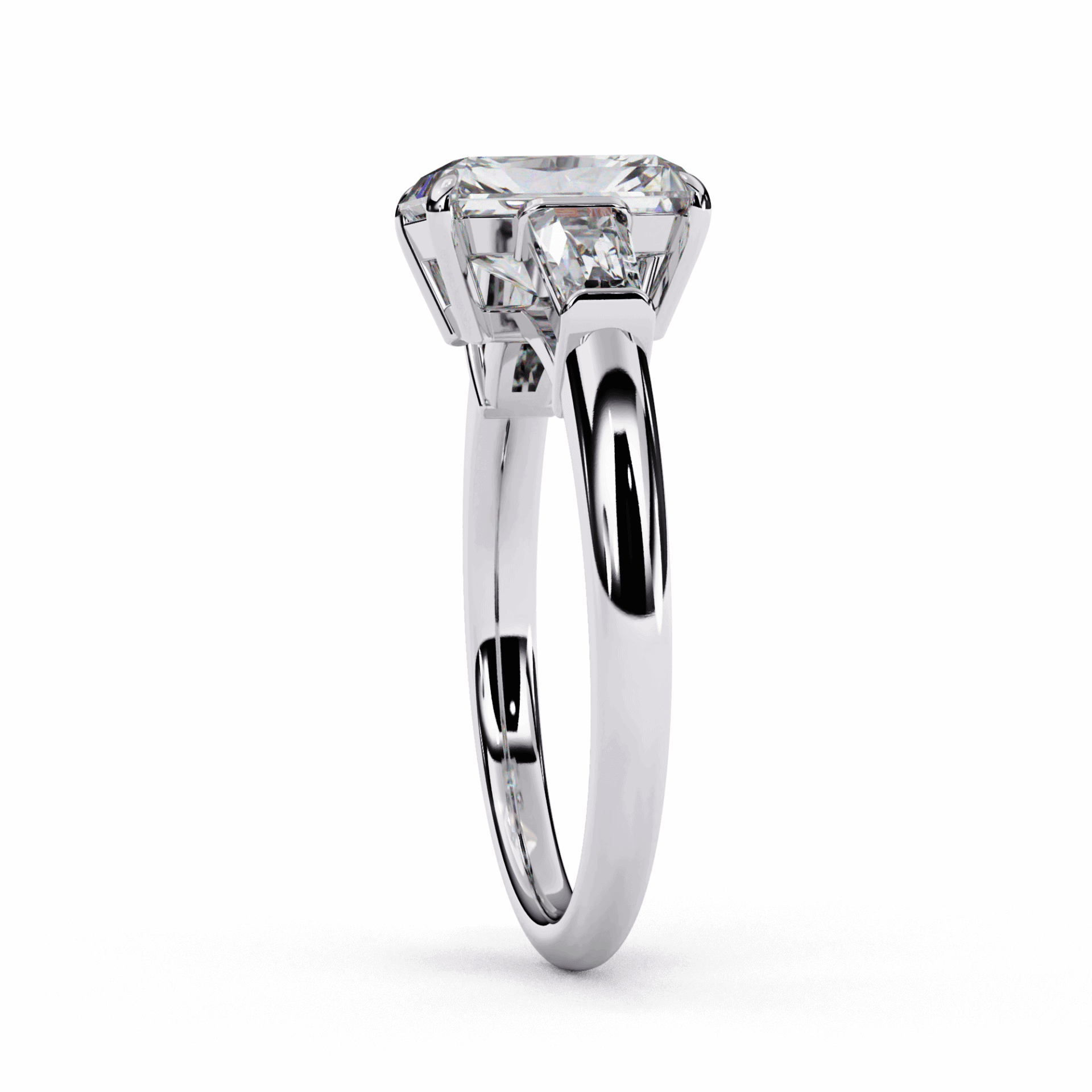 3 Carat Emerald and Baguette Edit Solitaire Ring in Moissanite | House of Estara