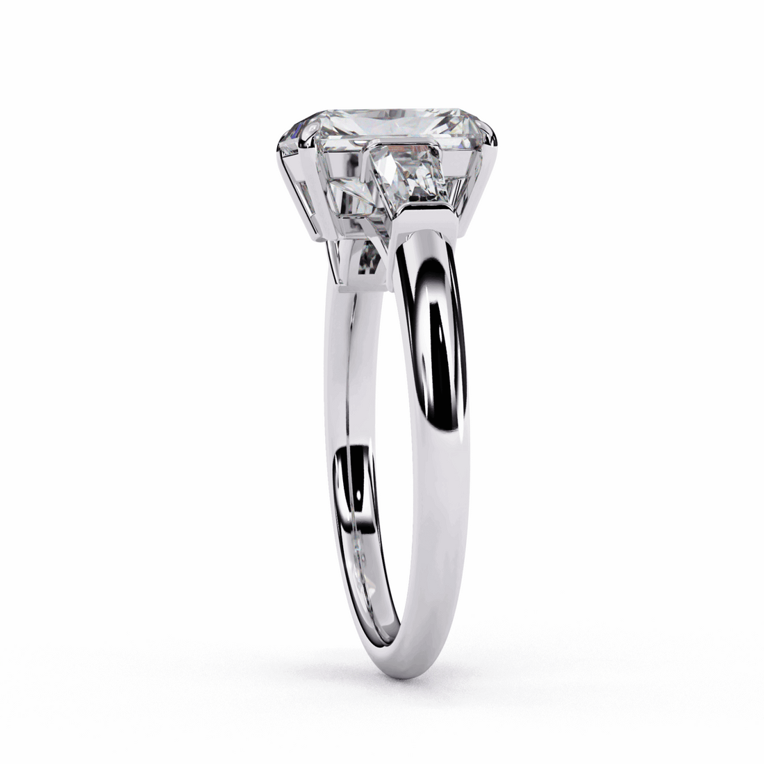 3 Carat Emerald and Baguette Edit Solitaire Ring in Moissanite | House of Estara