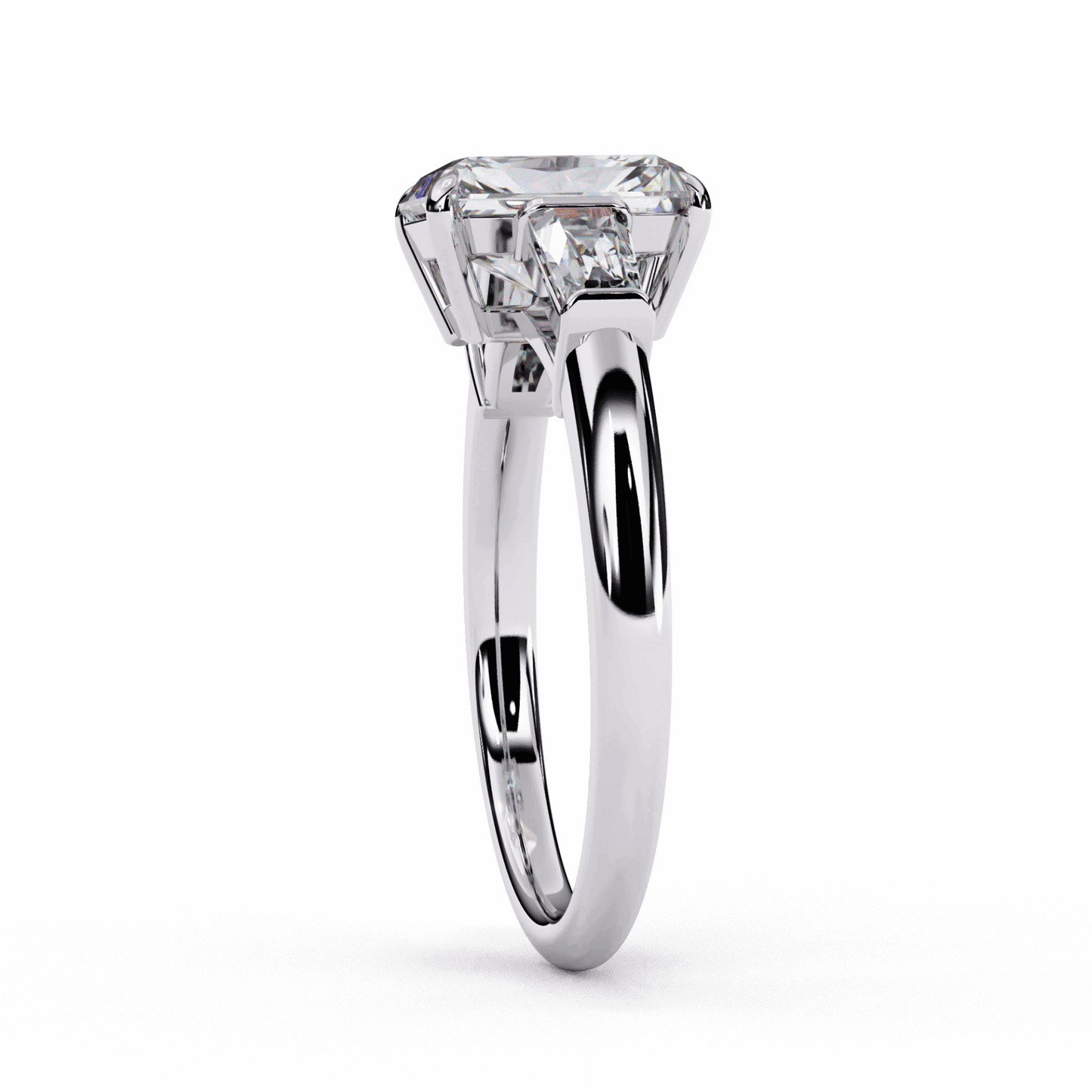 3 Carat Emerald and Baguette Edit Solitaire Ring in Moissanite | House of Estara