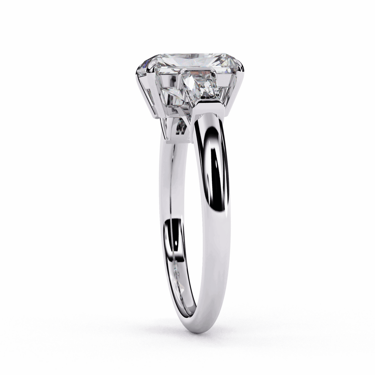 3 Carat Emerald and Baguette Edit Solitaire Ring in Moissanite | House of Estara