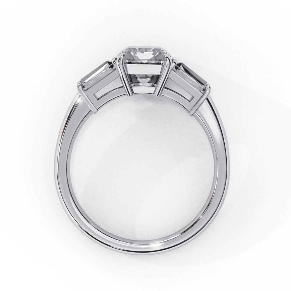 3 Carat Emerald and Baguette Edit Solitaire Ring in Moissanite | House of Estara