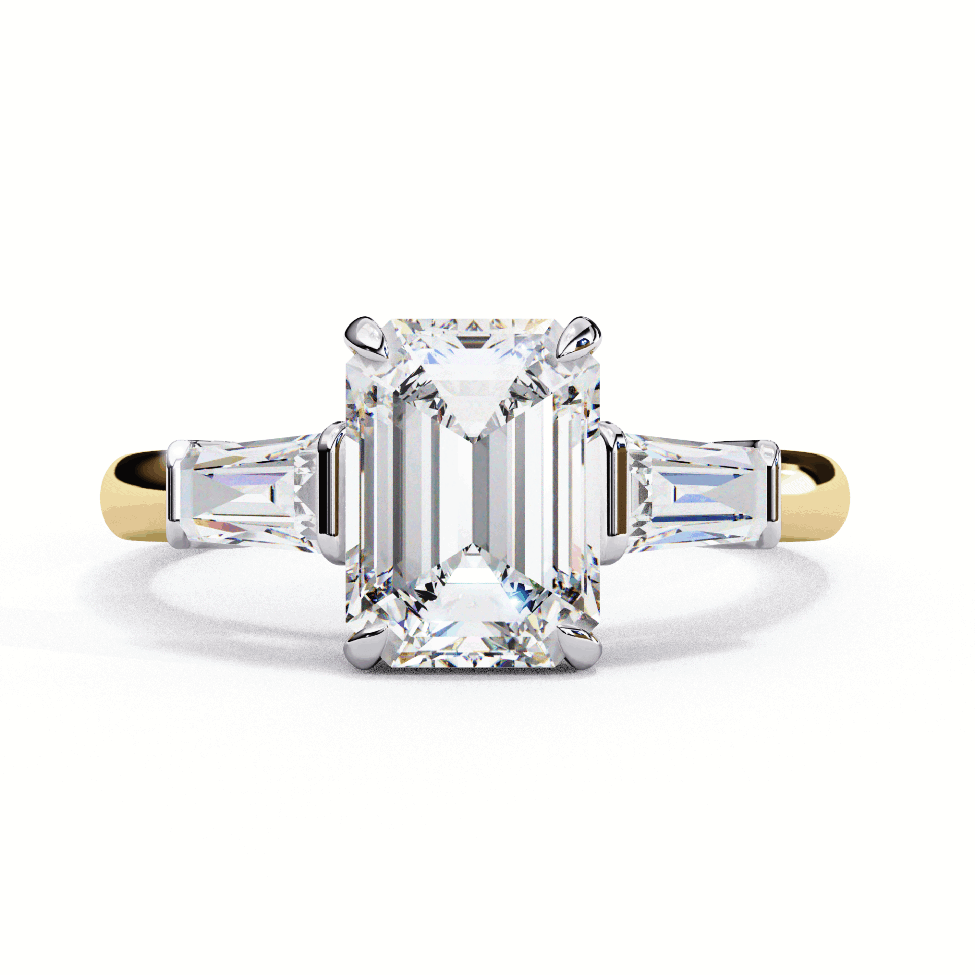 3 Carat Emerald and Baguette Edit Solitaire Ring in Moissanite | House of Estara