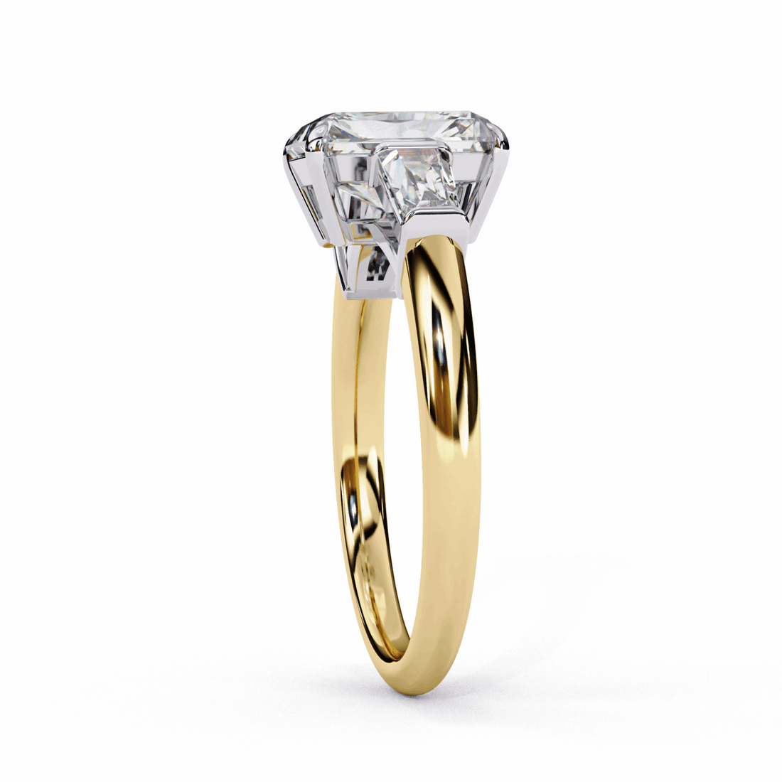 3 Carat Emerald and Baguette Edit Solitaire Ring in Moissanite | House of Estara