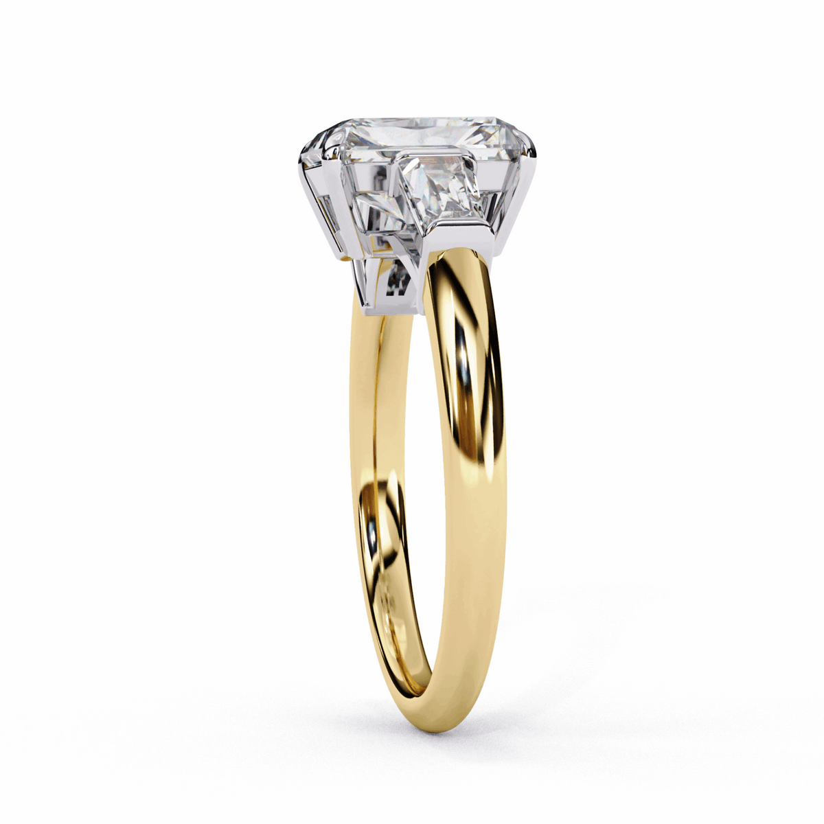 3 Carat Emerald and Baguette Edit Solitaire Ring in Moissanite | House of Estara
