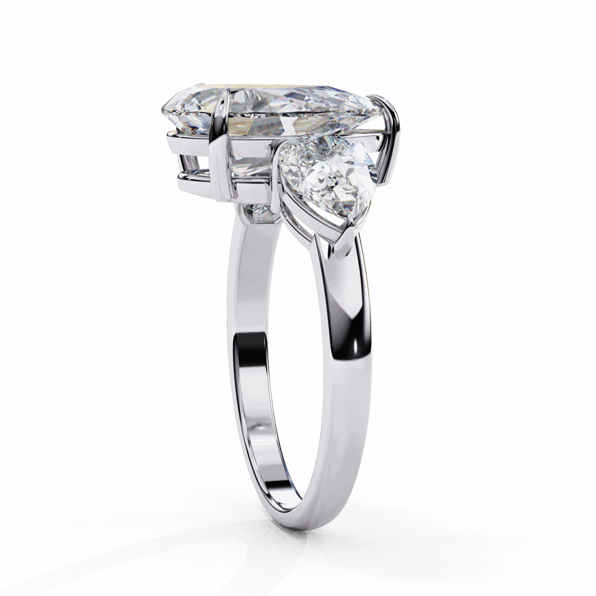 3 Carat Pear Three Stone Solitaire Ring in Moissanite | House of Estara