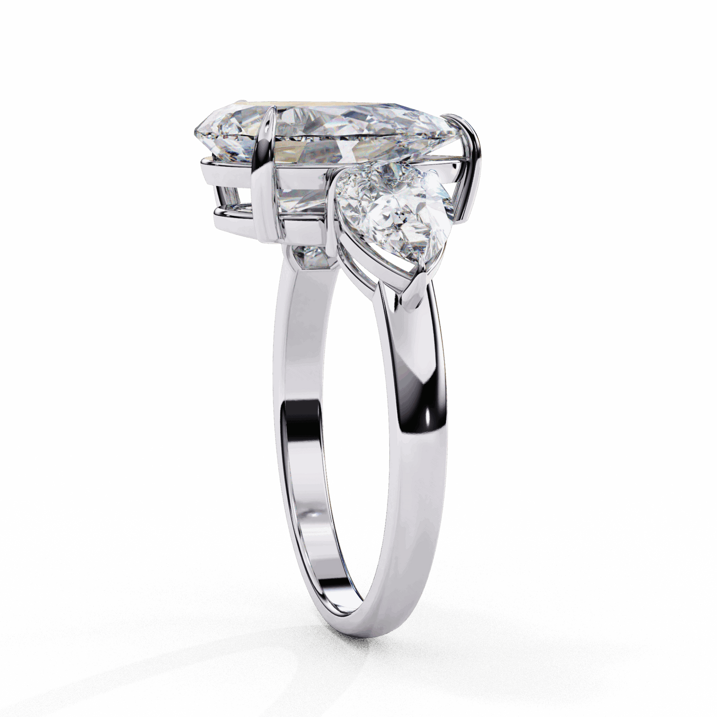 3 Carat Pear Three Stone Solitaire Ring in Moissanite | House of Estara
