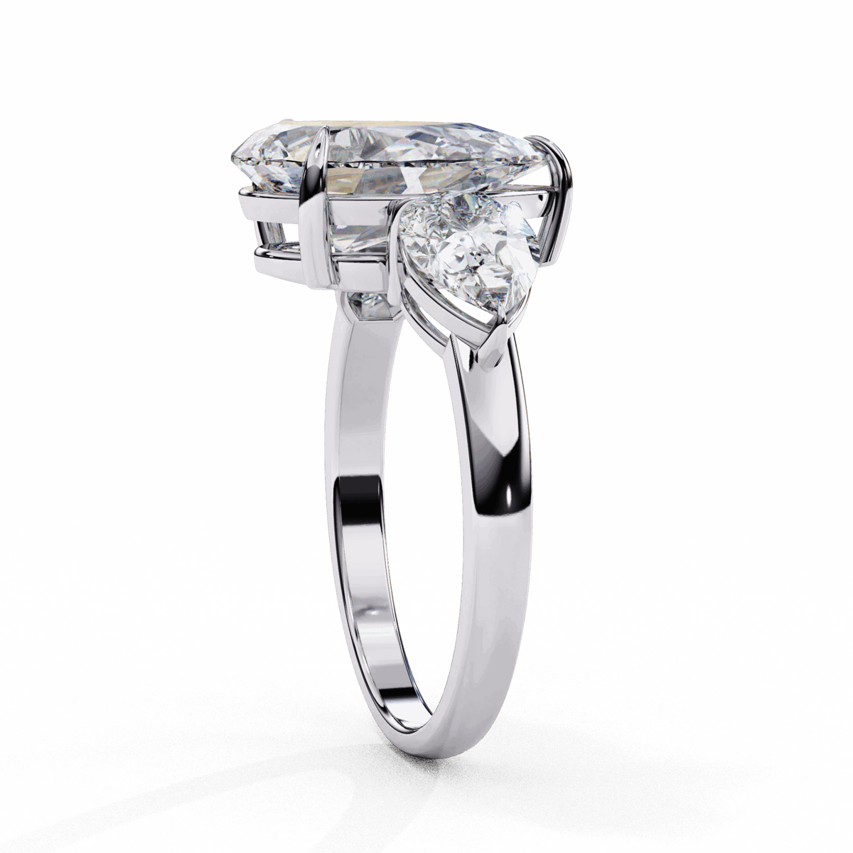 3 Carat Pear Three Stone Solitaire Ring in Moissanite | House of Estara