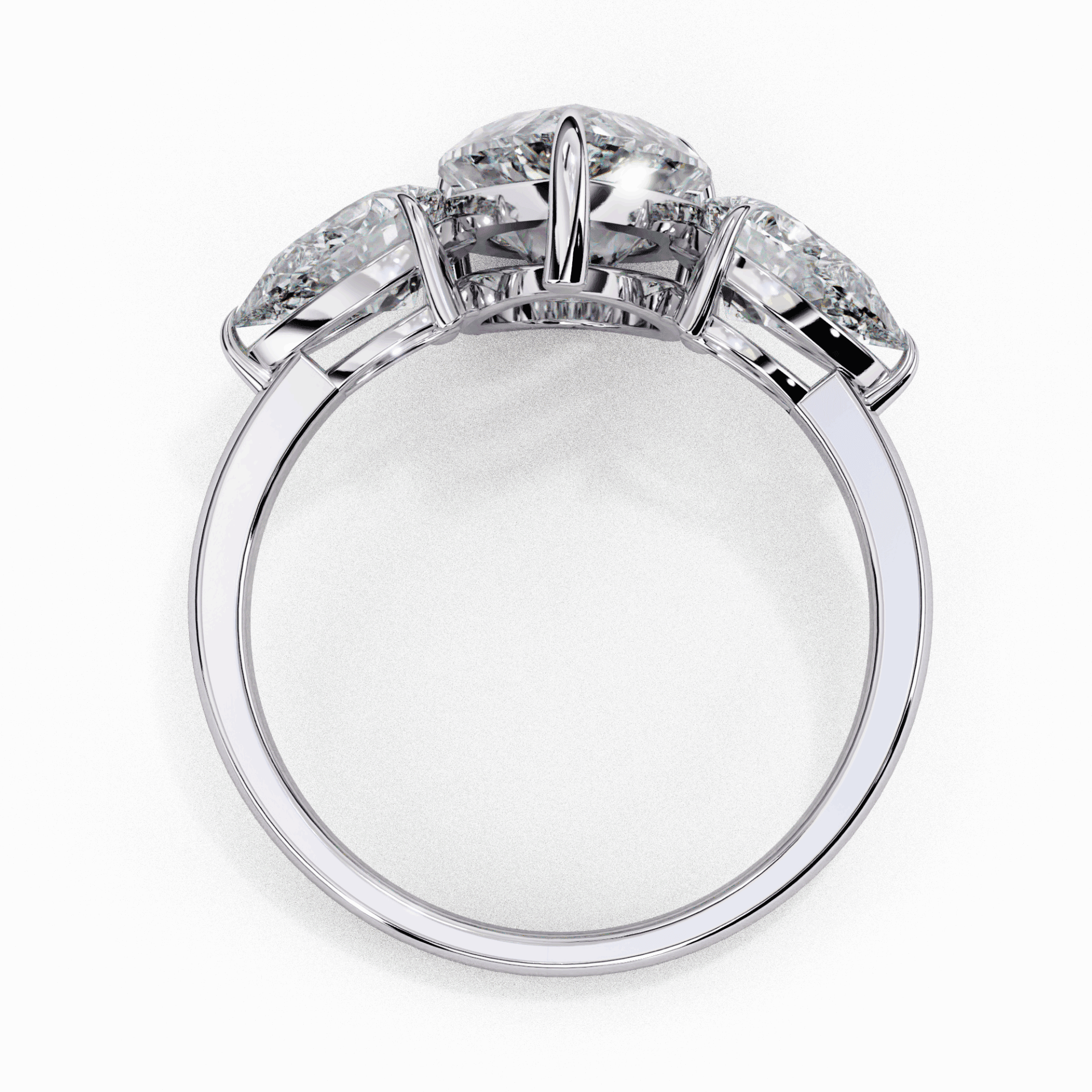 3 Carat Pear Three Stone Solitaire Ring in Moissanite | House of Estara