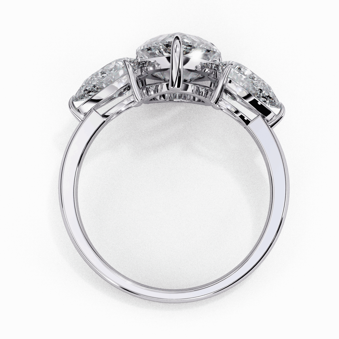 3 Carat Pear Three Stone Solitaire Ring in Moissanite | House of Estara