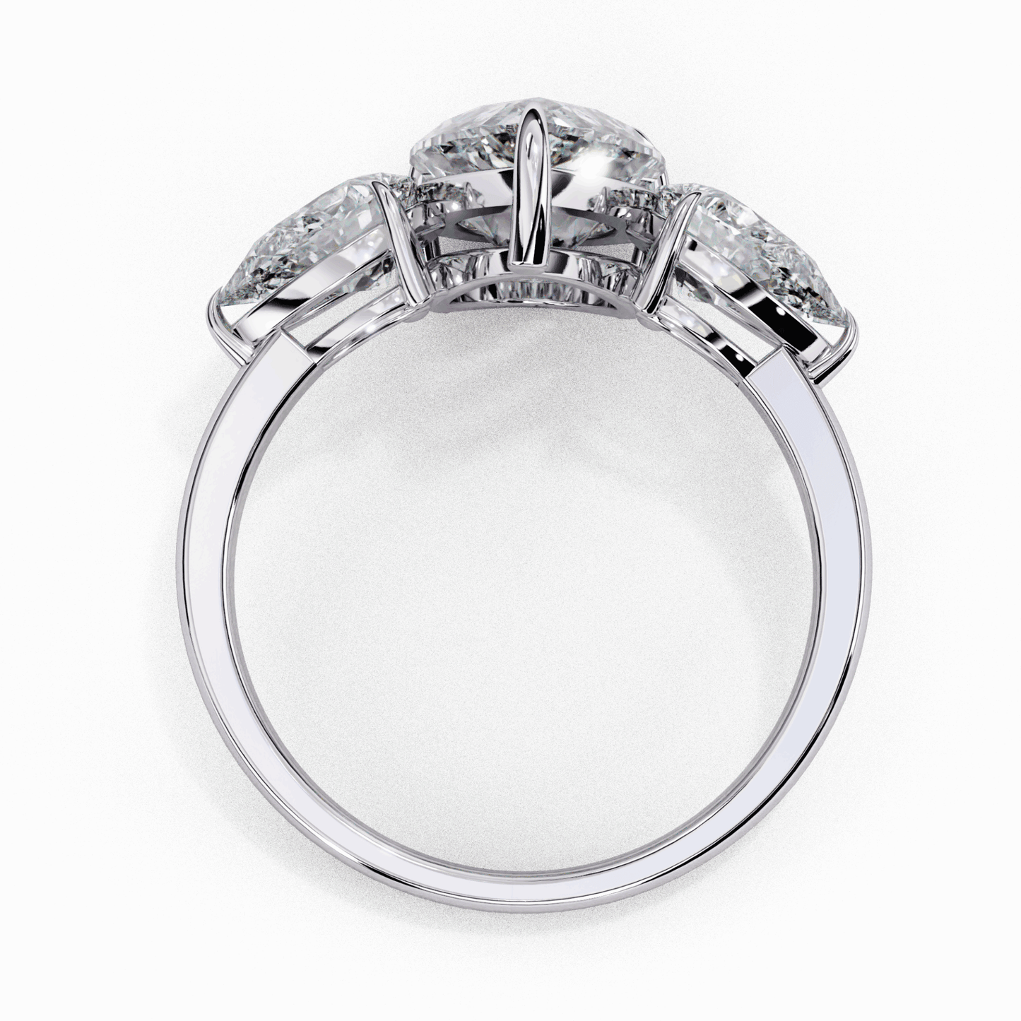 3 Carat Pear Three Stone Solitaire Ring in Moissanite | House of Estara