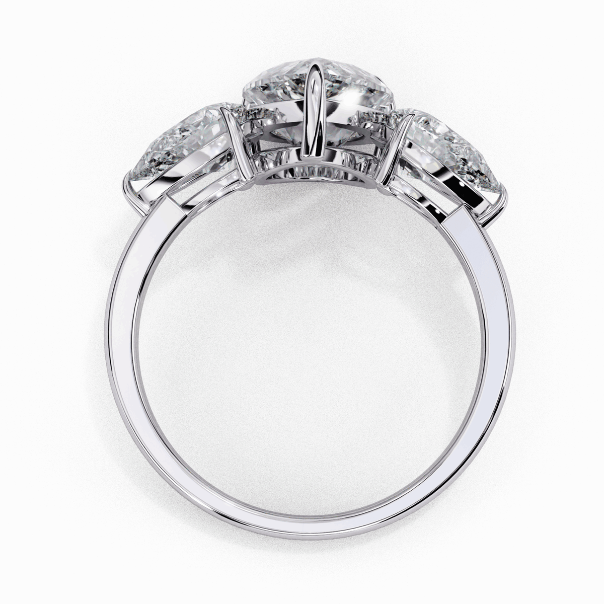 3 Carat Pear Three Stone Solitaire Ring in Moissanite | House of Estara