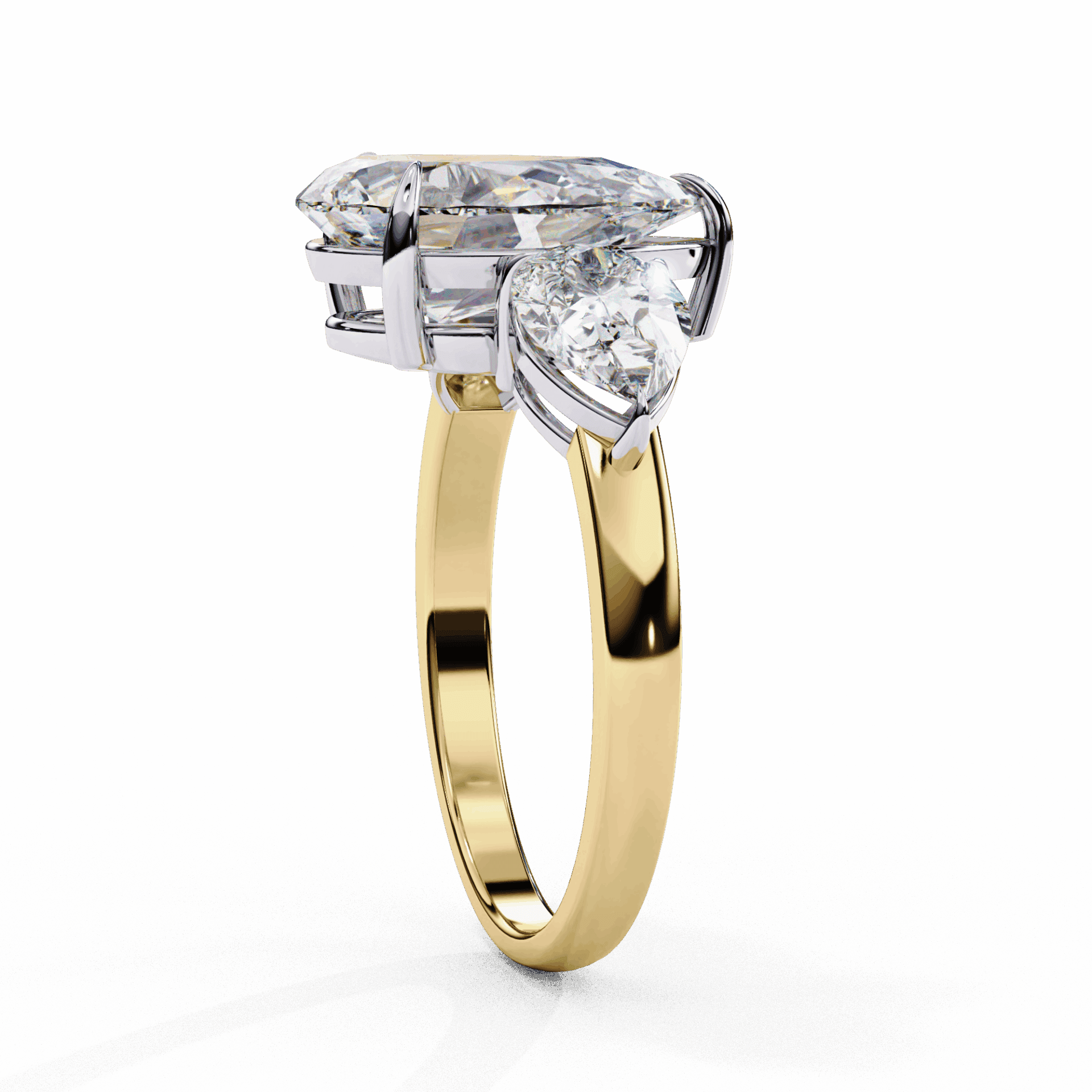 3 Carat Pear Three Stone Solitaire Ring in Moissanite | House of Estara