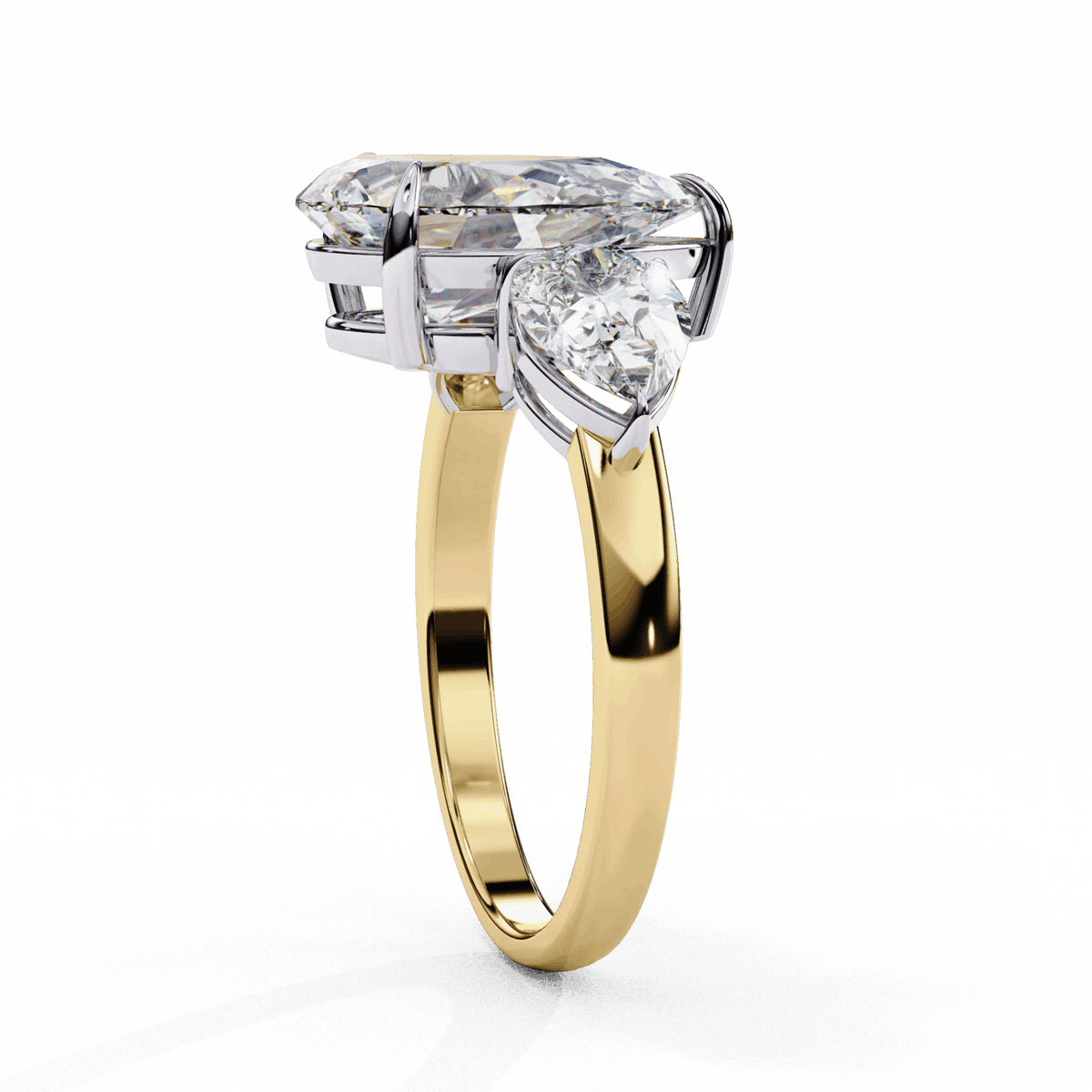 3 Carat Pear Three Stone Solitaire Ring in Moissanite | House of Estara