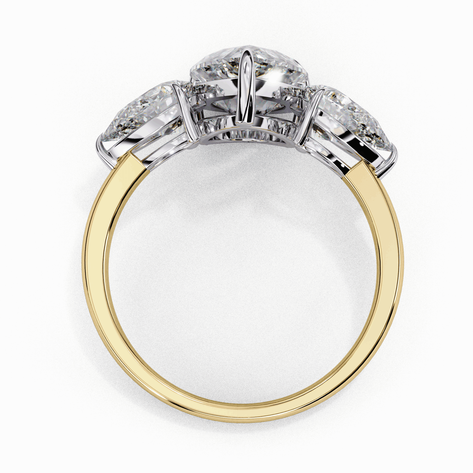 3 Carat Pear Three Stone Solitaire Ring in Moissanite | House of Estara