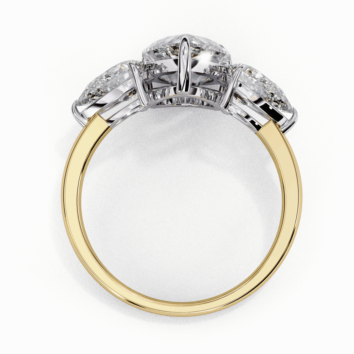 3 Carat Pear Three Stone Solitaire Ring in Moissanite | House of Estara