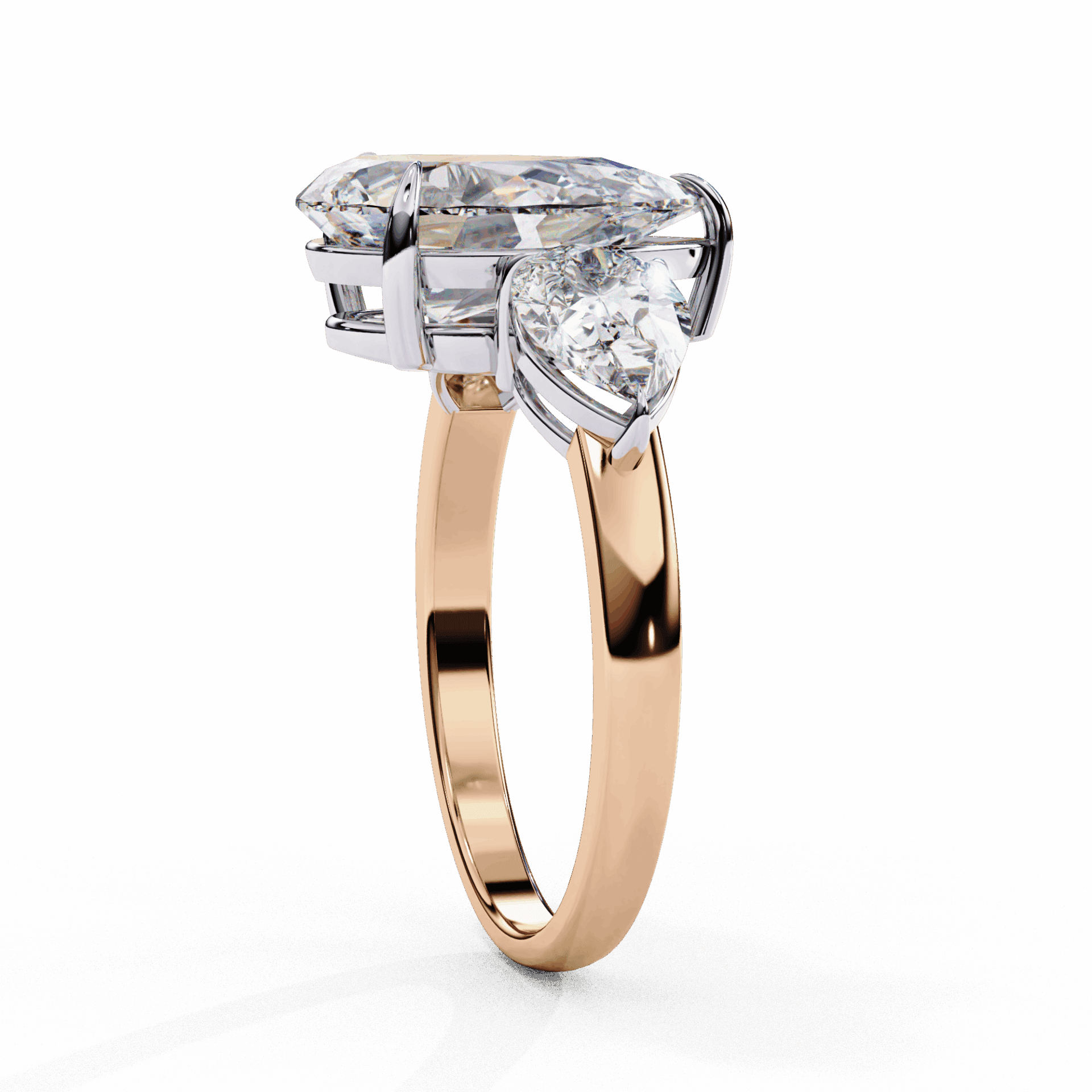 3 Carat Pear Three Stone Solitaire Ring in Moissanite | House of Estara