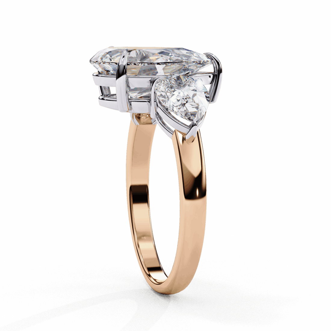 3 Carat Pear Three Stone Solitaire Ring in Moissanite | House of Estara
