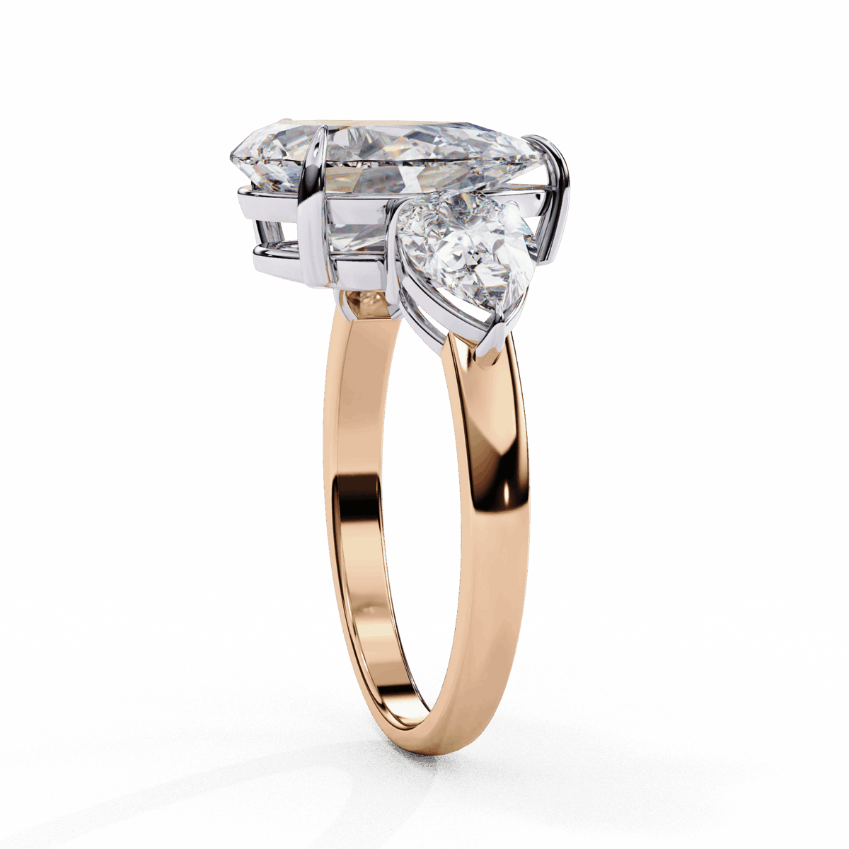 3 Carat Pear Three Stone Solitaire Ring in Moissanite | House of Estara