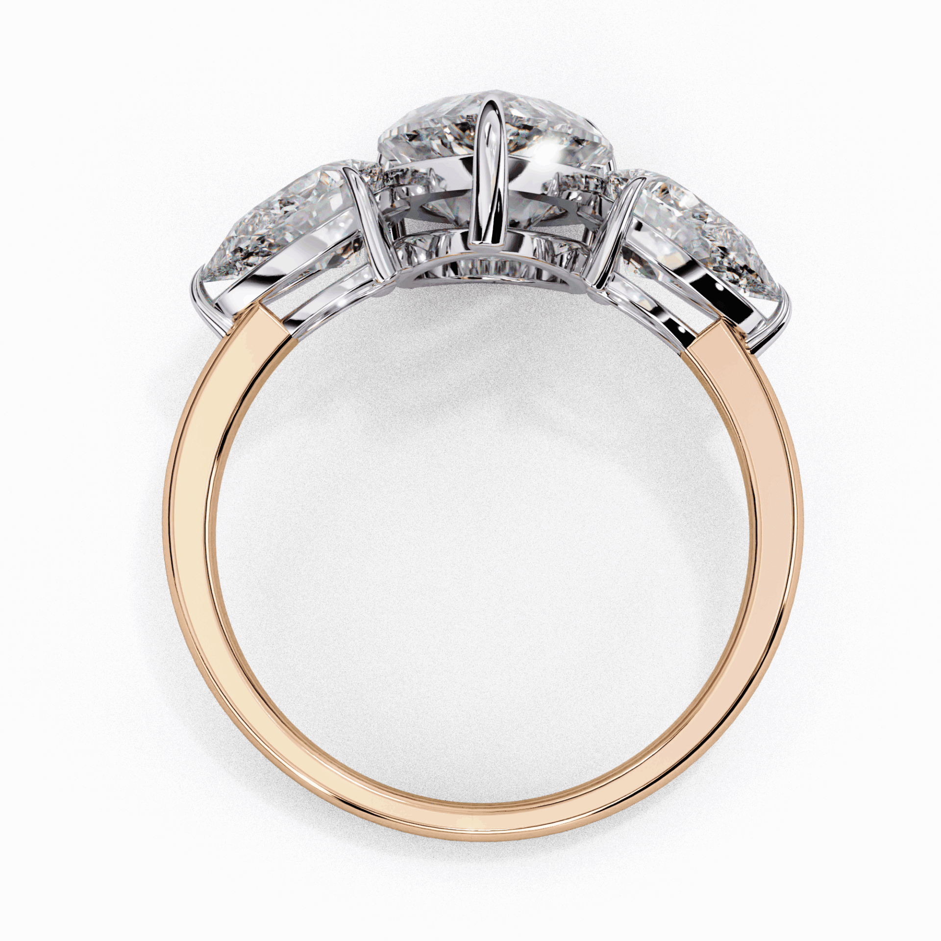 3 Carat Pear Three Stone Solitaire Ring in Moissanite | House of Estara