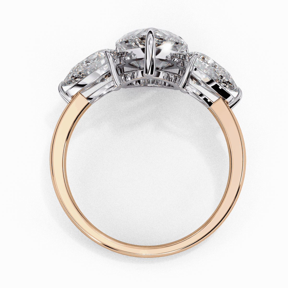 3 Carat Pear Three Stone Solitaire Ring in Moissanite | House of Estara