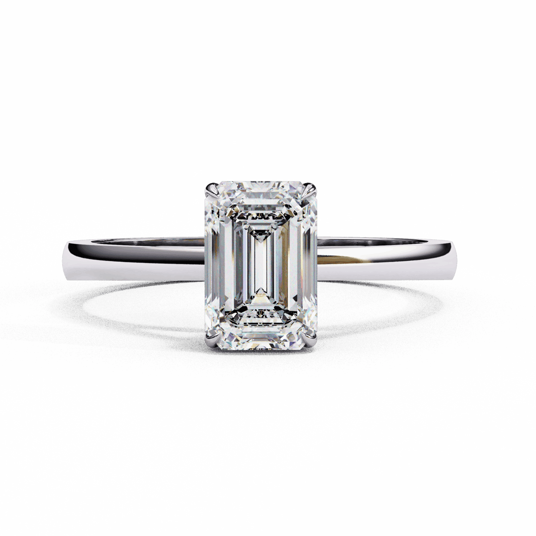 1.25 Carat Emerald Cut Solitaire Ring in Moissanite | House of Estara