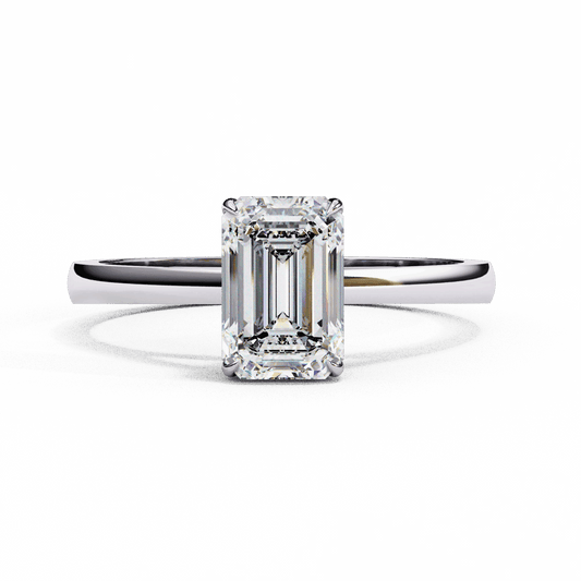 1.25 Carat Emerald Cut Solitaire Ring in Moissanite | House of Estara