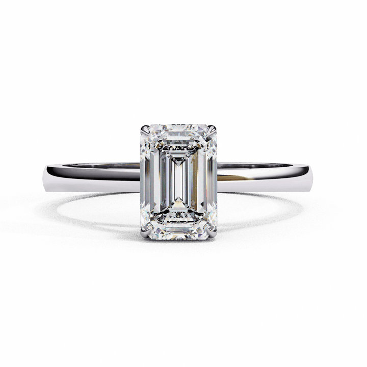 1.25 Carat Emerald Cut Solitaire Ring in Moissanite | House of Estara