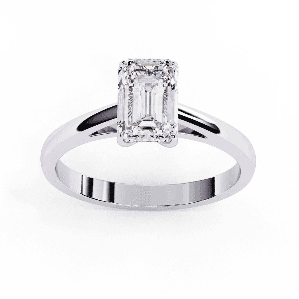 1.25 Carat Emerald Cut Solitaire Ring in Moissanite | House of Estara