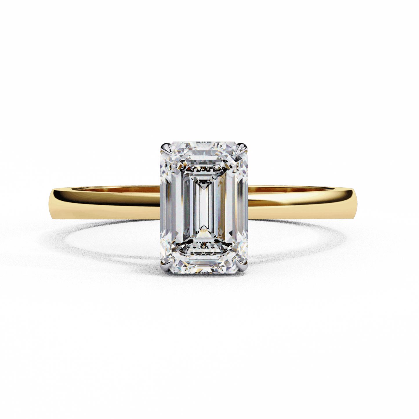 1.25 Carat Emerald Cut Solitaire Ring in Moissanite | House of Estara