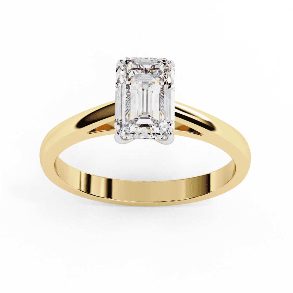1.25 Carat Emerald Cut Solitaire Ring in Moissanite | House of Estara