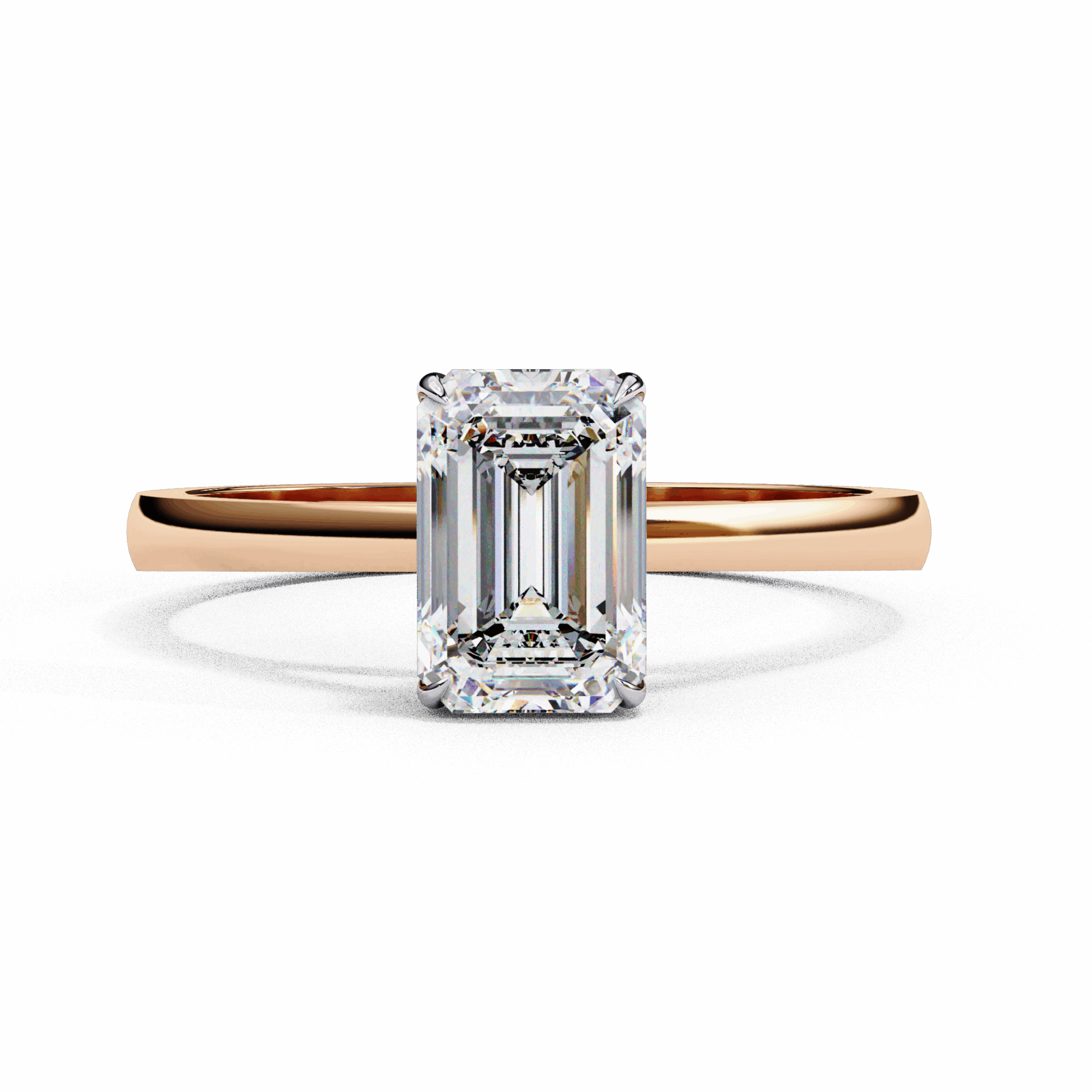 1.25 Carat Emerald Cut Solitaire Ring in Moissanite | House of Estara