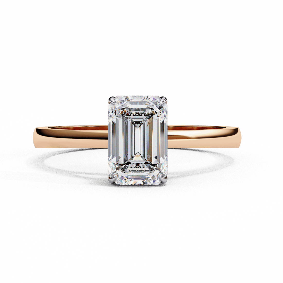 1.25 Carat Emerald Cut Solitaire Ring in Moissanite | House of Estara