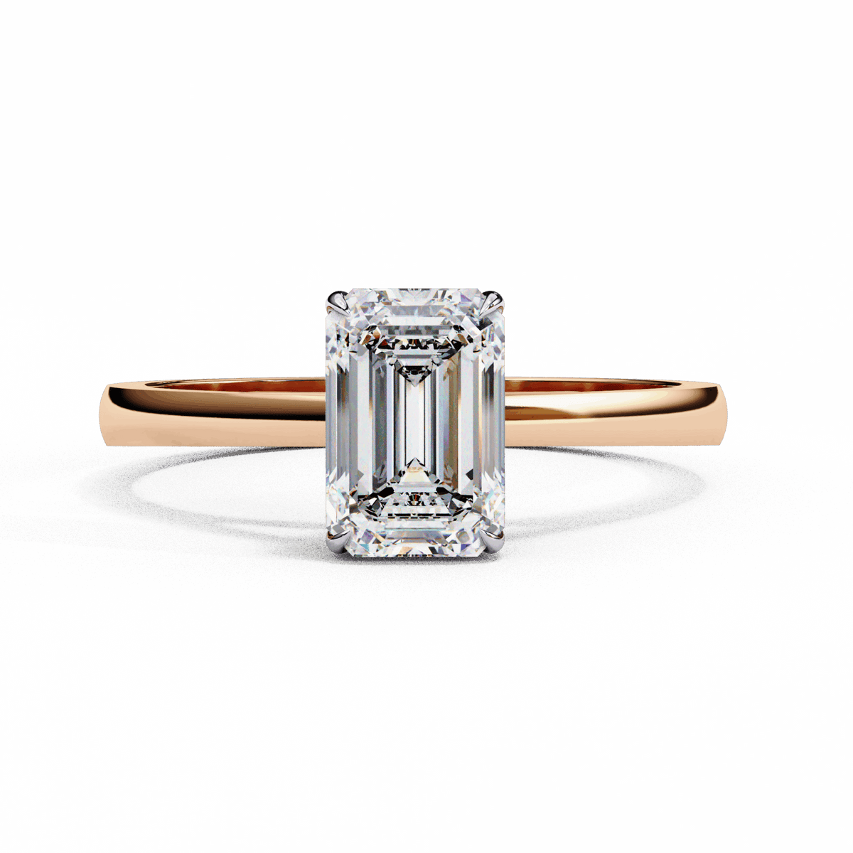 1.25 Carat Emerald Cut Solitaire Ring in Moissanite | House of Estara