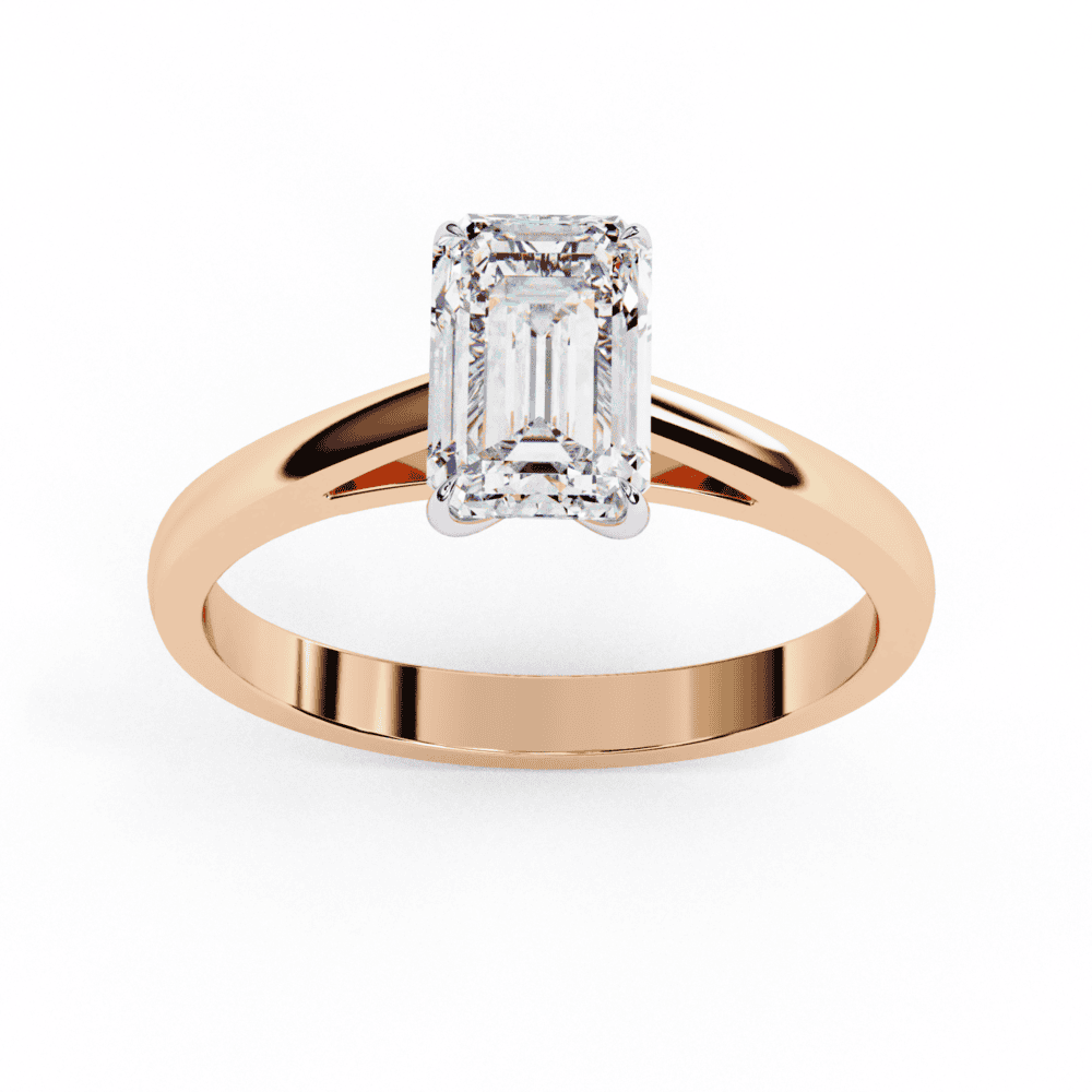 1.25 Carat Emerald Cut Solitaire Ring in Moissanite | House of Estara