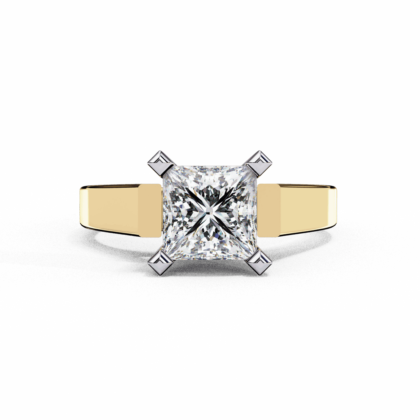1.75 Carat Princess Classic Solitaire Band in Moissanite | House of Estara