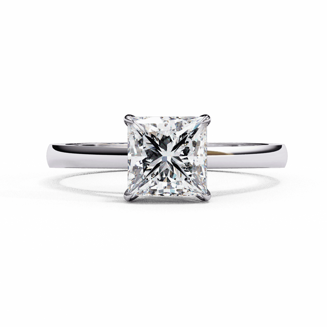 1 Carat Princess Cut Solitaire Ring in Moissanite | House of Estara