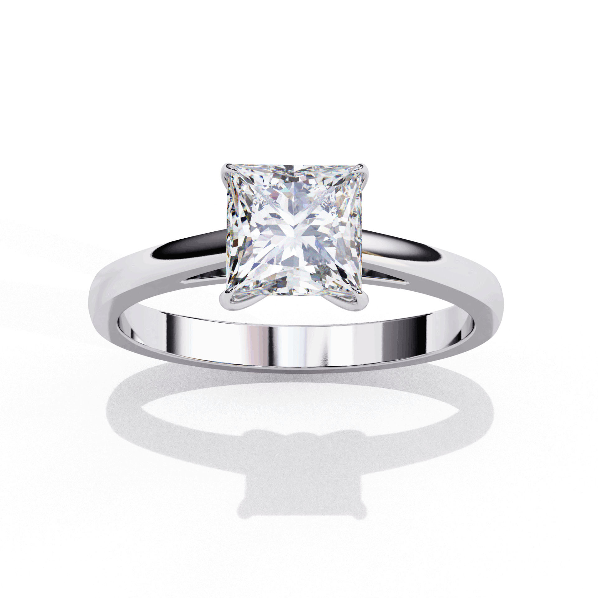 1 Carat Princess Cut Solitaire Ring in Moissanite | House of Estara