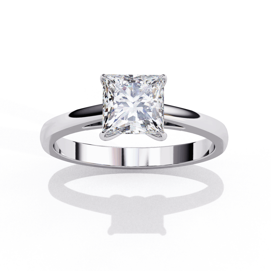 1 Carat Princess Cut Solitaire Ring in Moissanite | House of Estara