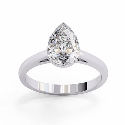 Pear Split Cathedral Solitaire Moissanite Engagement Ring