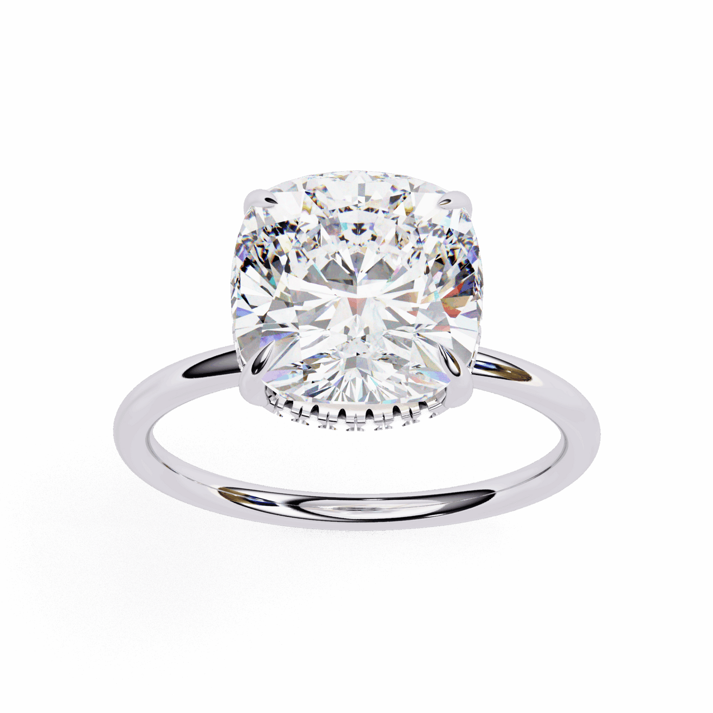 2.75 Carat Cushion Eternal Solitaire Wedding Ring in Moissanite | House of Estara