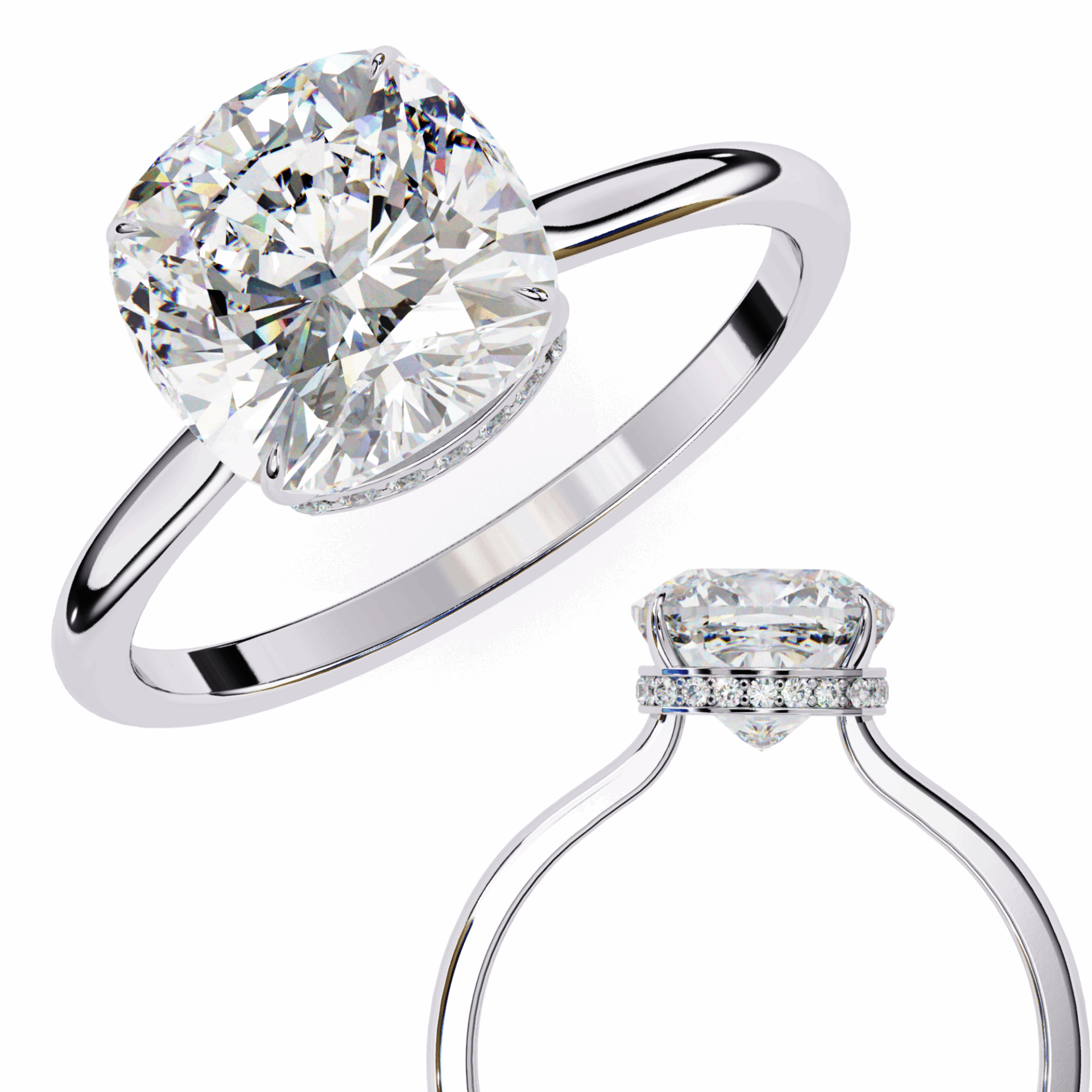 2.75 Carat Cushion Promise Solitaire Wedding Ring in Moissanite | House of Estara