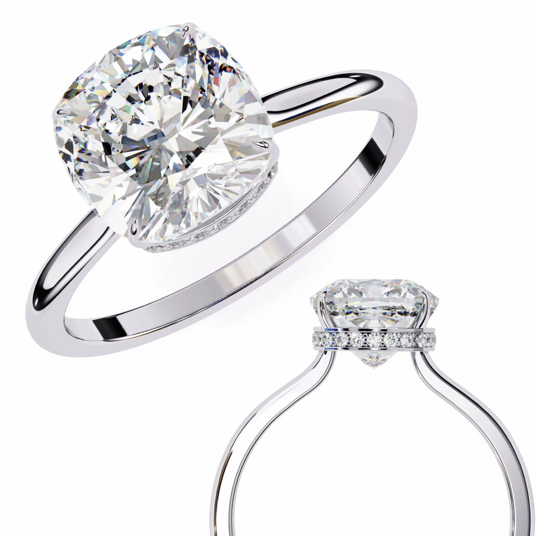 2.75 Carat Cushion Promise Solitaire Wedding Ring in Moissanite | House of Estara