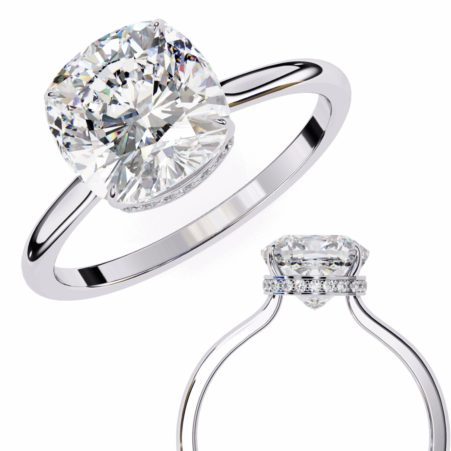 2.75 Carat Cushion Promise Solitaire Wedding Ring in Moissanite | House of Estara