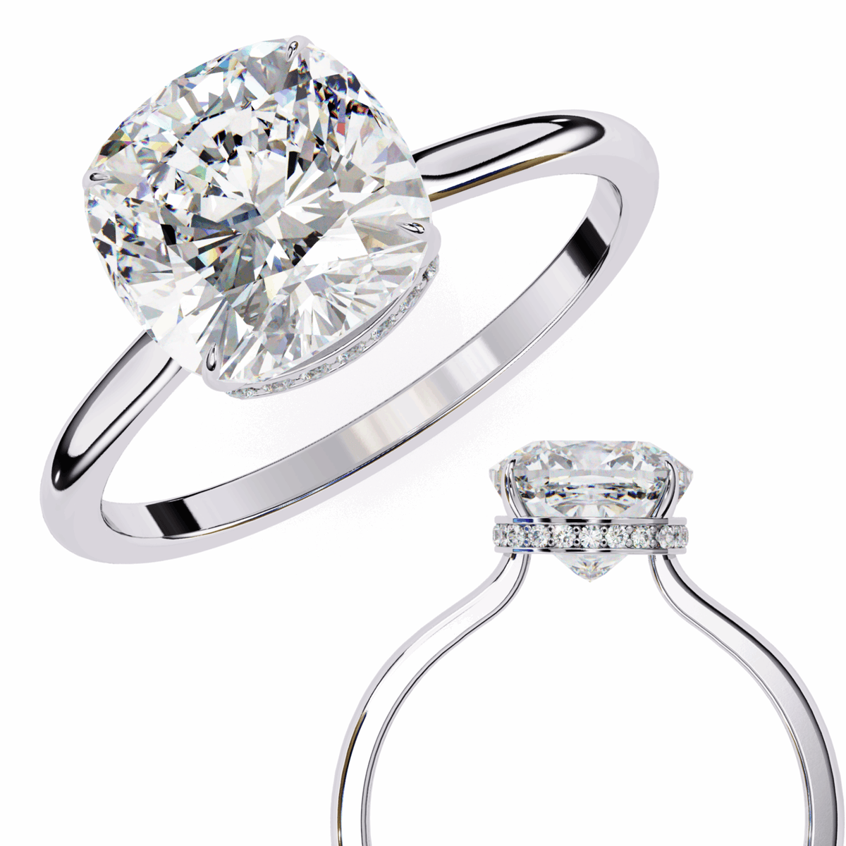 2.75 Carat Cushion Promise Solitaire Wedding Ring in Moissanite | House of Estara