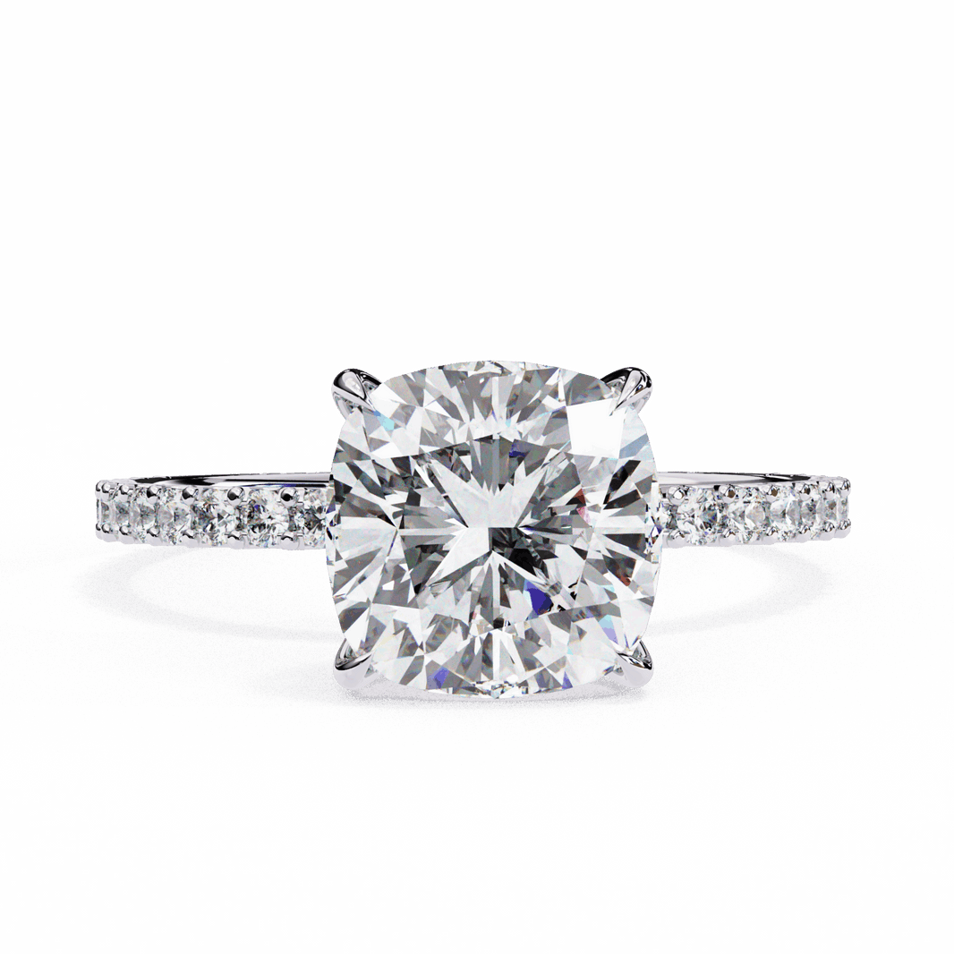 3 Carat Cushion Modern Classic Solitaire Ring in Moissanite | House of Estara