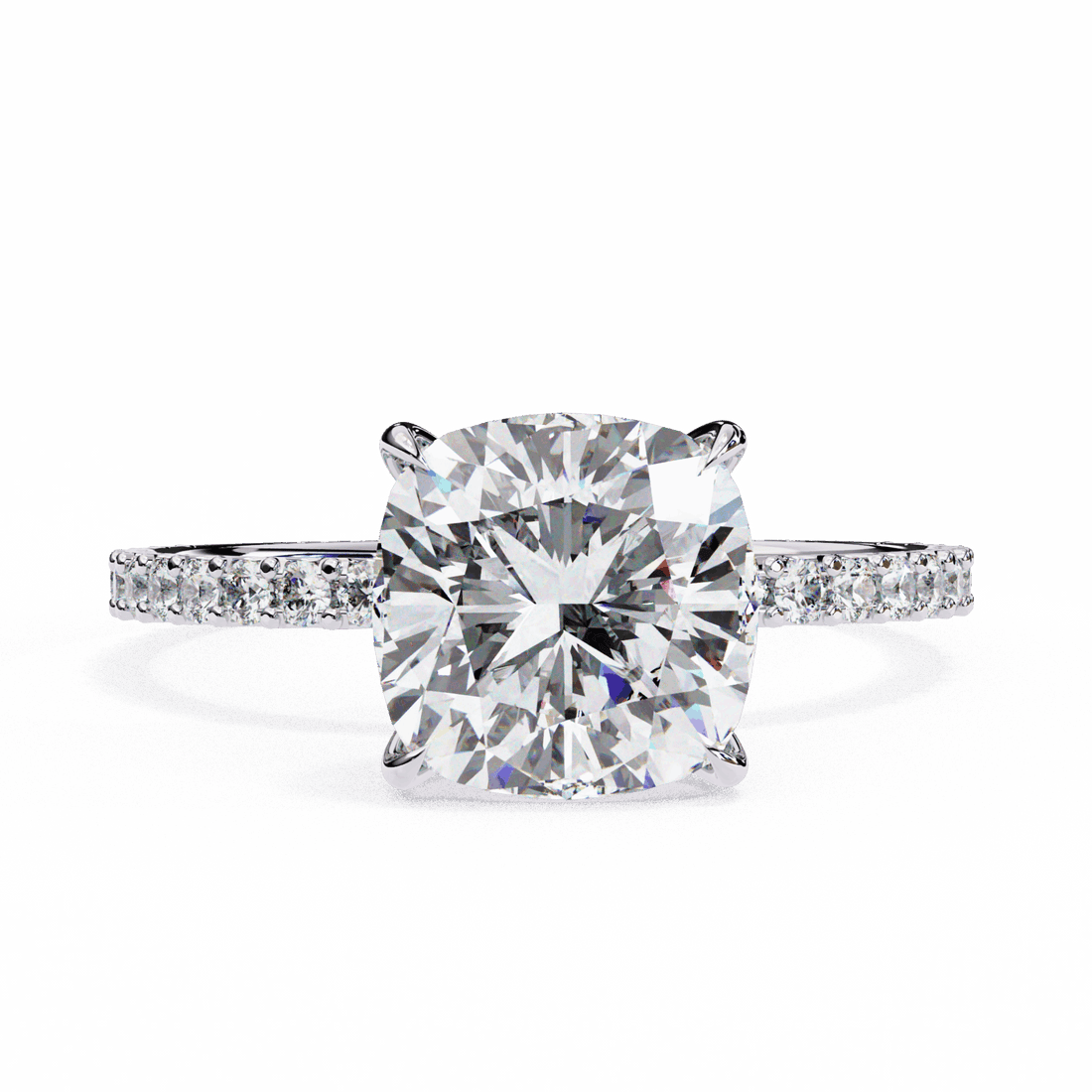 3 Carat Cushion Modern Classic Solitaire Ring in Moissanite | House of Estara